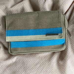 Jantaminiau clutch striped cosmetics bag travel kit blue and red KLM airlines